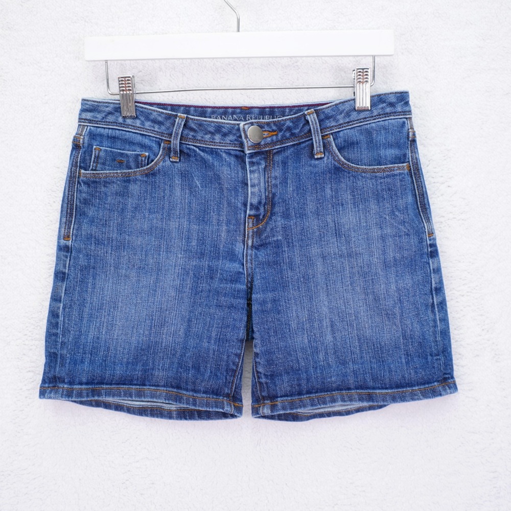 Banana Republic Blue Denim Jean Shorts -27- Cotton Spandex 31 / 6 Low Rise